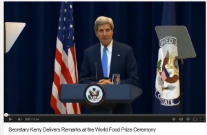 点击视频图片：约翰·克里在 6 月 18 日于华盛顿特区举行的世界粮食奖颁奖典礼上发表讲话。